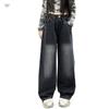 Jeans para Niña Otoño Nueva Moda Niños Grandes Pierna Ancha Negro Recto Jeans de Otoño para Niños