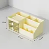 Caixa de armazenamento de cosméticos tipo gaveta, organizador de joias e batom de desenho animado, caixa de armazenamento de papelaria compartimentada simples para mesa