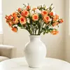 Lilian 7 cabeças borda queimada pequena rosa flor artificial flor de casamento cena de arte decoração decoração de flor de rosa camélia flor falsa