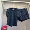 Modelo Doméstico! Conjunto Esportivo de Moda Casual T-Shirt Casual de Manga Curta + Shorts Corrida Fitness Verão Feminino
