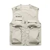 Chaleco de nailon para hombre de talla grande transfronterizo en stock, ropa de trabajo con múltiples bolsillos, corte holgado, adecuado para pesca y fotografía al aire libre
