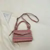 Bolsa de Mão Artesanal Estilo Étnico, Novo Design de Nicho, Bolsa de Corrente Listrada, Bolsa Transversal de Ombro Arco-Íris Estilosa
