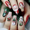 Uñas Falsas Navideñas Rojas y Verdes Largas t Copo de Nieve Navideño Acebo Santa Usar Puntas de Uñas Venta al por Mayor P174