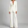 Traje casual europeo y americano, top de cuello de moda ajustado, blazer, pantalones de pierna ancha de color liso, ropa de mujer transfronteriza de Amazon