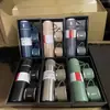 Conjunto de caixa de presente: 3 Tampas para 1 Copo, Copo Térmico Isolado a Vácuo de Aço Inoxidável 304, Copo de Água Portátil Minimalista para Presentes de Conferência