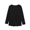 Estilo Perezoso Chica Caliente Blusa Holgada Transpirable con Abertura Diseño de Primavera Empalme Adelgazante Camiseta de Manga Larga Top Corto