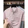 Camiseta Polo de Manga Corta Rayada Estampada Estilo Papá Transfronterizo para Hombres de Mediana Edad y Mayores Casual Holgada con Cuello Camisa Top de Abuelo Dropshipping