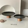 Bandeja negra para bocadillos de té con patas altas, estante para bocadillos de mesa de centro, bandeja de frutas de acero inoxidable, bandeja de servicio comercial, bandeja de postres estilo chino