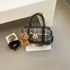 Estampado de conejo estilo coreano, patchwork de cuadros retro, bolso tote Boston para mujer, nuevo y moderno, de nicho y chic, bolso de hombro, bolso cruzado