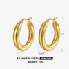 Brincos de Argola Simples Banhados a Ouro 18K Europeus e Americanos para Mulheres, Joias Geométricas de Aço Inoxidável Estilo Ins Atacado, Item Quente Estilo Ins