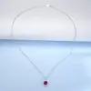 Colar de Rubi Vermelho, Prata 925, Pedras Preciosas Coloridas de Cultivo, Efeito Clareador, Versátil para Uso Diário, Joias de Prata, Elegante e Atemporal, Não Desbota, Estilo Delicado