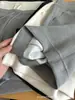 Shorts de verão cinza finos femininos de cintura alta emagrecedores versáteis casuais de perna larga de comprimento médio para pessoas baixinhas