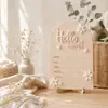Transfronteiriço Spot Bebê Madeira Olá Mundo Placa de Anúncio de Recém-nascido Adereços Manuais Cartões de Marco