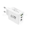 Cargador de Teléfono Móvil USB+2PD Tipo-C Modelo Nuevo Transfronterizo A+C Puerto Múltiple Adaptador de Carga Rápida para Viajes Estándar Europeo 65W