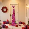 Árvore de Natal de Fio Metálico Vermelho-Rosa Novo Modelo Transfronteiriço da Amazonia Top em Forma de Coração Retrátil Dobrável Enfeite de Decoração de Natal