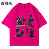 Camiseta de Manga Curta Wish de Comércio Exterior para Homens, Marca Ins Trendy de Verão Estilo High Street, Conjunto Fresco e Estiloso, Camiseta de Algodão Puro com Gola Redonda Atacado