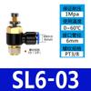Conector Pneumático Regulador de Velocidade, Conexão Rápida para Tubo de Ar, Válvula Reguladora de Cilindro Sl801 Acessórios, Aks Aço Inoxidável