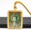 Tangka de Acero de Titanio Dorado Pintado a Mano Parcial, Tara Verde, Tara Blanca, Buda de la Medicina Tangka, Amuleto de Buda Portátil, Productos Culturales y Creativos de Templos
