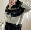 Suéter Retro Fair Isle 100% Lana para Mujer Otoño e Invierno 2026 Nuevo Diseño Suave y Amigable con la Piel Top de Suéter Tejido