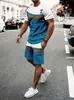 Conjunto de camiseta de manga corta y shorts más vendido transfronterizo, atuendo deportivo casual holgado para hombre con estampado digital 3D