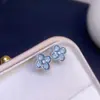 Brincos de Apatita Natural São Frescos e Naturais, com o Tamanho da Pedra Principal: 3*3mm Banhado a Ouro Branco em Prata 925