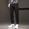 Calça jeans masculina 2026 nova primavera e outono reta solta casual longa, calça cropped masculina de outono, slim fit