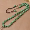 Colar Cordão com Pingente de Corrente de Contas de Jade Tricolor Tecido à Mão para Homens e Mulheres