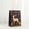 Saco de Embalagem de Presente de Natal Dourado Preto Popular Transfronteiriço Saco de Papel Kraft Rena Floco de Neve Árvore de Natal Bolsa de Ombro Elegante e Atmosférica