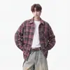Camisa Masculina 2026 Novo Estilo Corte Amplo Tamanho Grande Xadrez Manga Longa Camisa Tendência Fashionável Colarinho Lapela Camisa Jovem