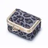 Bolso Dorado de Piel de Vaca con Estampado de Leopardo Anillo de Diamante Bolsa para Joyería Anillo Mini Collar Pendientes Caja de Joyería Billetera