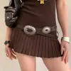 Cinturón Metálico con Disco Tallado Estilo Étnico Retro para Mujer, Estilo Bohemio, Adecuado para Vestidos, Cinturón de Cintura, Moderno