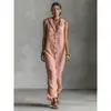 Comercio Exterior Independiente Verano Estilo Europeo y Americano Aliexpress Vestido Nuevo de Botones Sin Mangas con Capucha Vestido Largo Ropa para Mujer