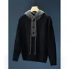 Nuevo suéter de punto con capucha para otoño e invierno para hombres y parejas, cuello Henry de bloques de color, chaqueta estilo old money, venta al por mayor de fábrica transfronteriza