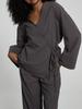 Roupas femininas transfronteiriças atacado estilo europeu e americano temperamento solto moda terno textura lapela dupla quimono jaqueta calças outono