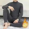 Roupa íntima térmica masculina de veludo com ano de nascimento outono e inverno vinho tinto para meia-idade e idosos com forro de fleece roupas de outono calças compridas