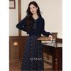 Diseño Francés de Nicho Top Azul Marino para Mujer Otoño 2025 Nuevo Vestido de Tirantes a Cuadros Azules Traje de Moda