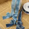 Jeans Renda Fita Laço Estampa Borda de Gancho Acessórios de Fita Jeans Acessórios Embalagem para Presente Amarração