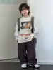 Otoño 2026 Estampado Digital Ropa Infantil Patrón de Dibujos Animados Top Cuello Redondo Manga Larga Camiseta Casual Camiseta Básica para Niños