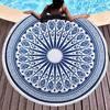 Fornecimento transfronteiriço de microfibra mandala flor redonda toalha de praia de verão xale com borla impressa