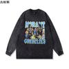 Camisetas de Manga Larga Vintage Retro con Estampado Oscuro Desgastado de Calle Europea y Americana para Hombres y Mujeres Marca de Moda Callejera Tops Transfronterizo