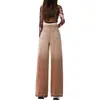 Jeans de perna reta com gradiente para outono e primavera, estilo high-street para mulheres, jeans retro americano desgastado, calças casuais largas de corte A, cor marrom, perna larga