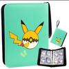 Álbum de Armazenamento de Cartas de Jogo Pokemon com Múltiplos Espaços para Cartas, Porta-Cartões com Zíper em Couro PU, Grande Capacidade