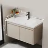 Nuevo Práctico Espacio Panal de Abeja Aluminio Gabinete de Baño Cerámica Integrado Lavabo Encimera de Lavabo Baño Apartamento Pequeño