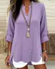 2026 Comercio Exterior Transfronterizo Europeo y Americano Ebay Amazon Moda Color Sólido Tendencia Camisa de Mujer Otoño Cuello en V Manga Media