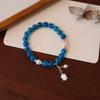 Pulseira Atacado Ágata Coração Açúcar Azul Natural Pulseira Meia Pulseira Pulseira Pulseira Original Joia Wenchuang Nova Joia Obsidiana