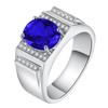 Anillo de Apertura Caibao de Caballero Dominante de Lujo de Nicho Anillo de Esmeralda Azul Sintética Citrina Anillo para Hombre