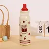 Nueva taza térmica elegante de acero inoxidable 304 con asa linda, taza de agua portátil, taza de pajilla de doble uso de dibujos animados para estudiantes