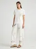 Roupas Femininas Transfronteiriças Verão 2026 Nova Moda Camiseta Estilosa Bordada de Manga Curta + Calça de Corte Reto Conjunto Casual para Mulheres
