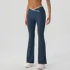 Conjunto de Yoga de Bloques de Color Transfronterizo con Cuello en V, Pantalones Acampanados de Yoga de Cintura Alta, Ropa Deportiva de Fitness, Pantalones Largos Casuales Moldeadores