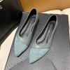 Sapatos de Trabalho Pretos Foscos para Mulheres no Outono, Estilo Versátil Pequeno Fragrante, Bico Fino, Confortáveis Profissionais Boca Rasa, Sapatos de Trabalho de Salto Baixo